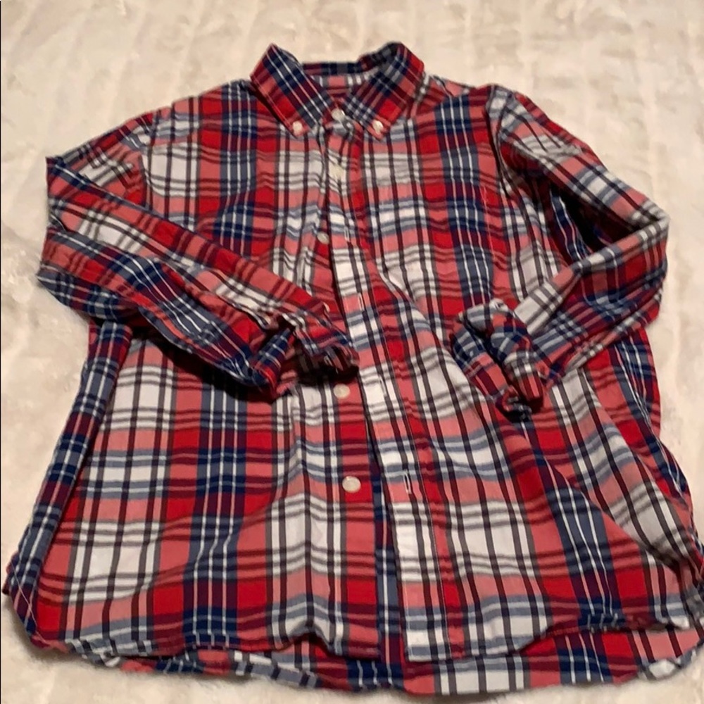 Gap Collard Button Down Dress plaid Shirt